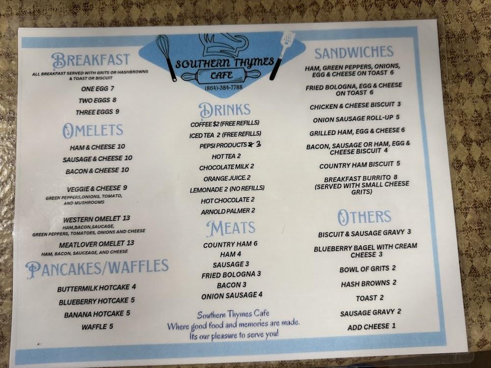 Southern Thymes Cafe Two Eggs